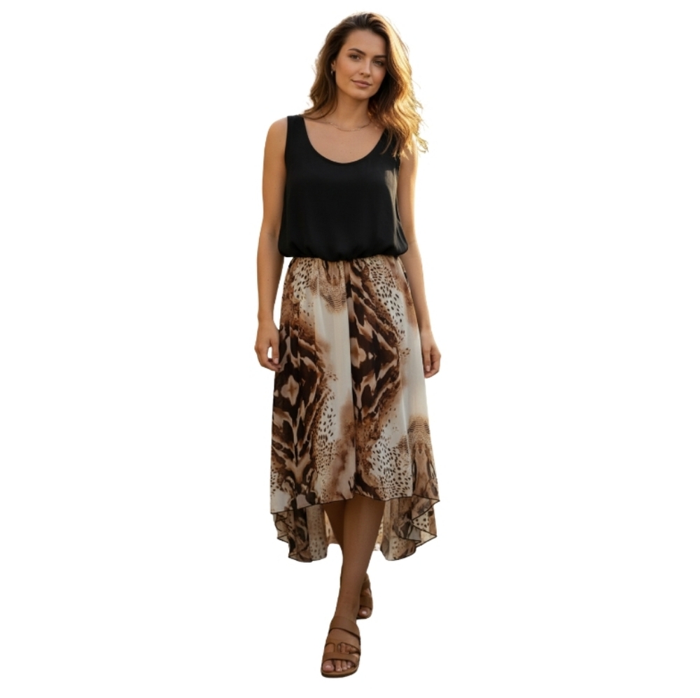Touch Me Animal Print High-Low Overlay Dress